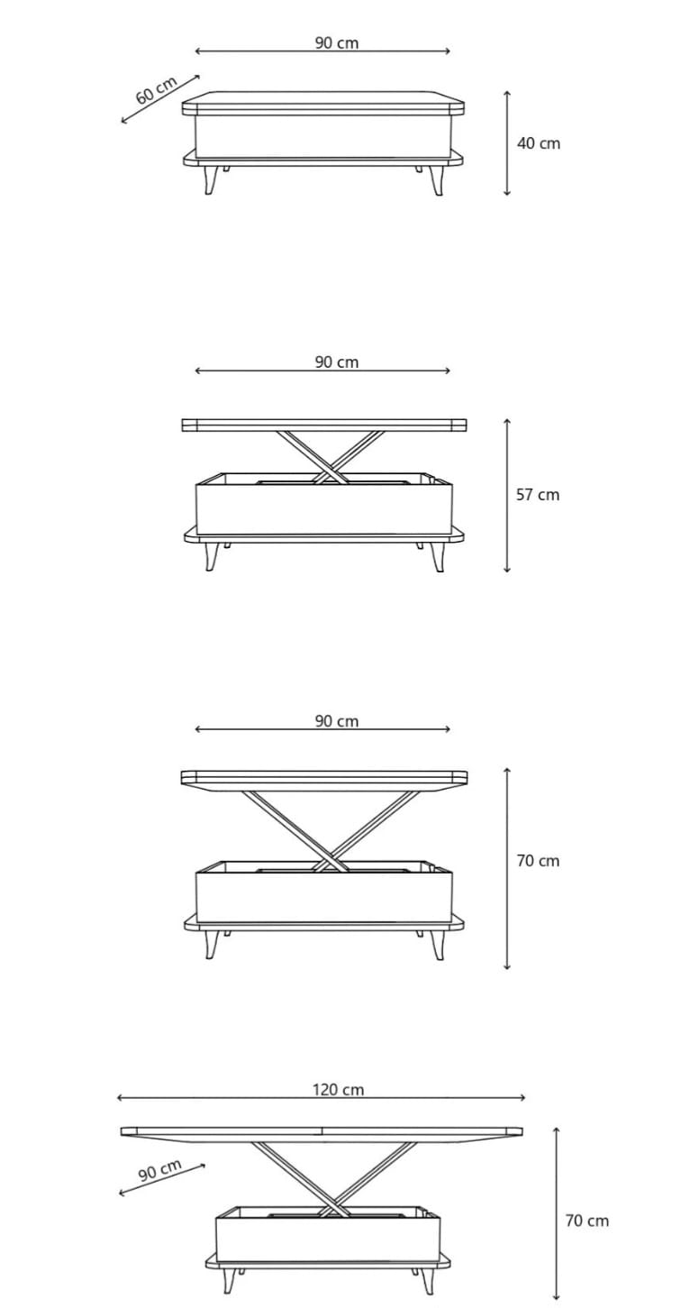 Yükselir Mekanizmalı Fonksiyonel Orta Sehpa